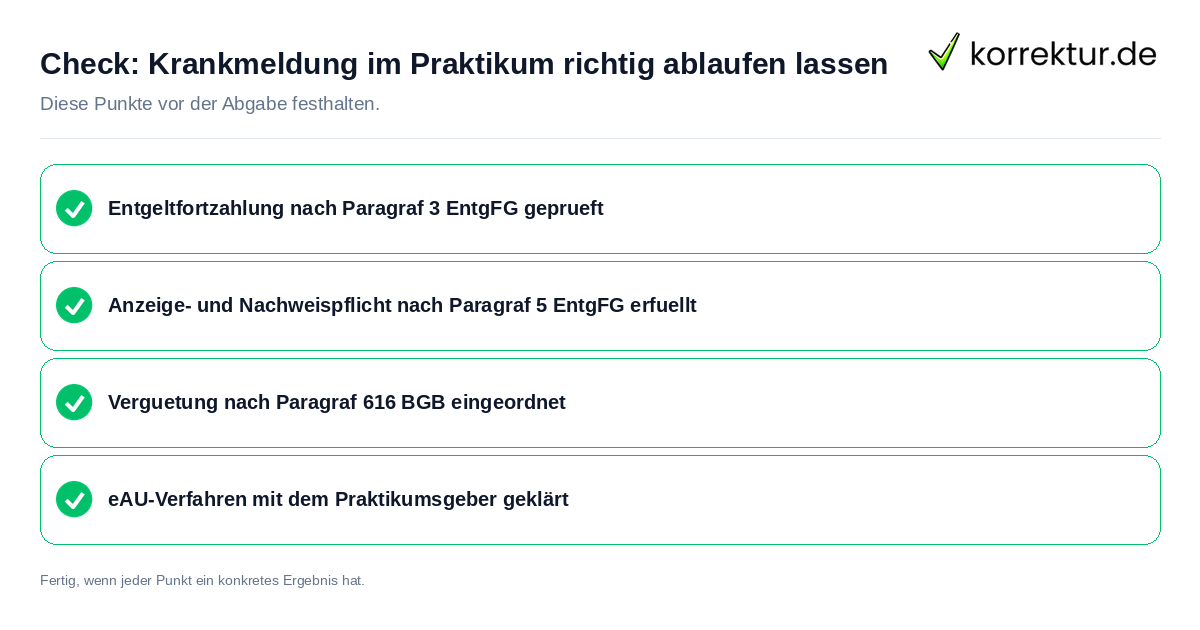 Check: Krankmeldung im Praktikum richtig ablaufen lassen Krankmeldung im Praktikum richtig ablaufen lassen: Prüfliste mit vier Punkten