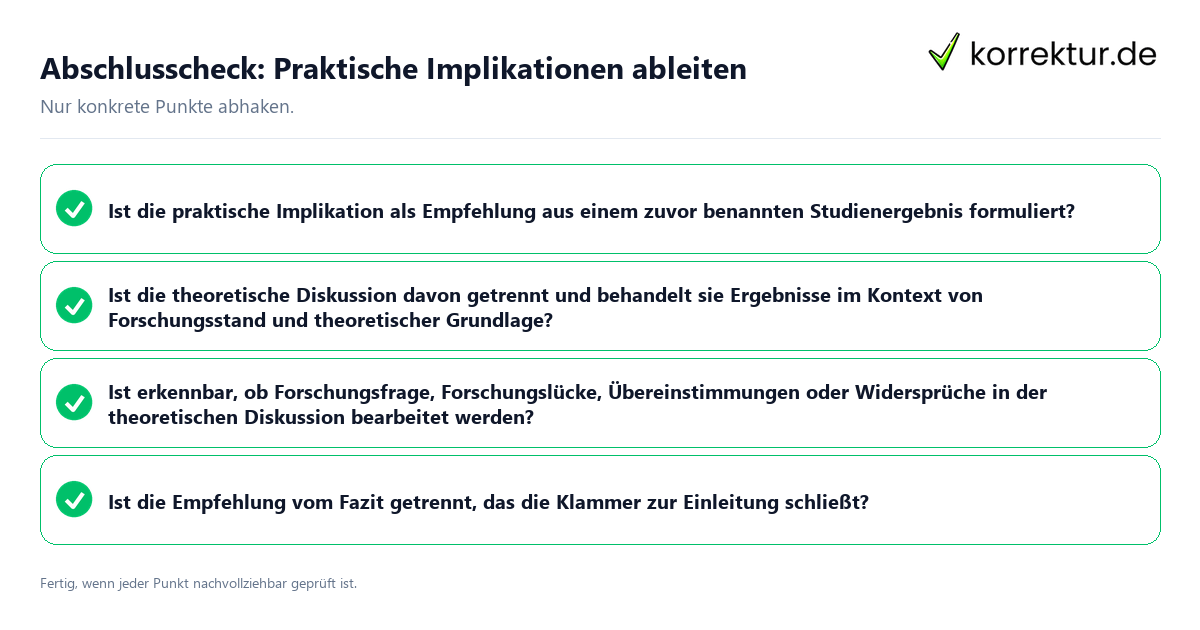 Konkreter Abschlusscheck zu Praktische Implikationen ableiten