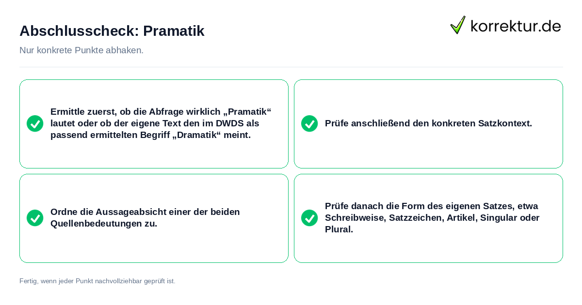 Konkreter Abschlusscheck zu Pramatik