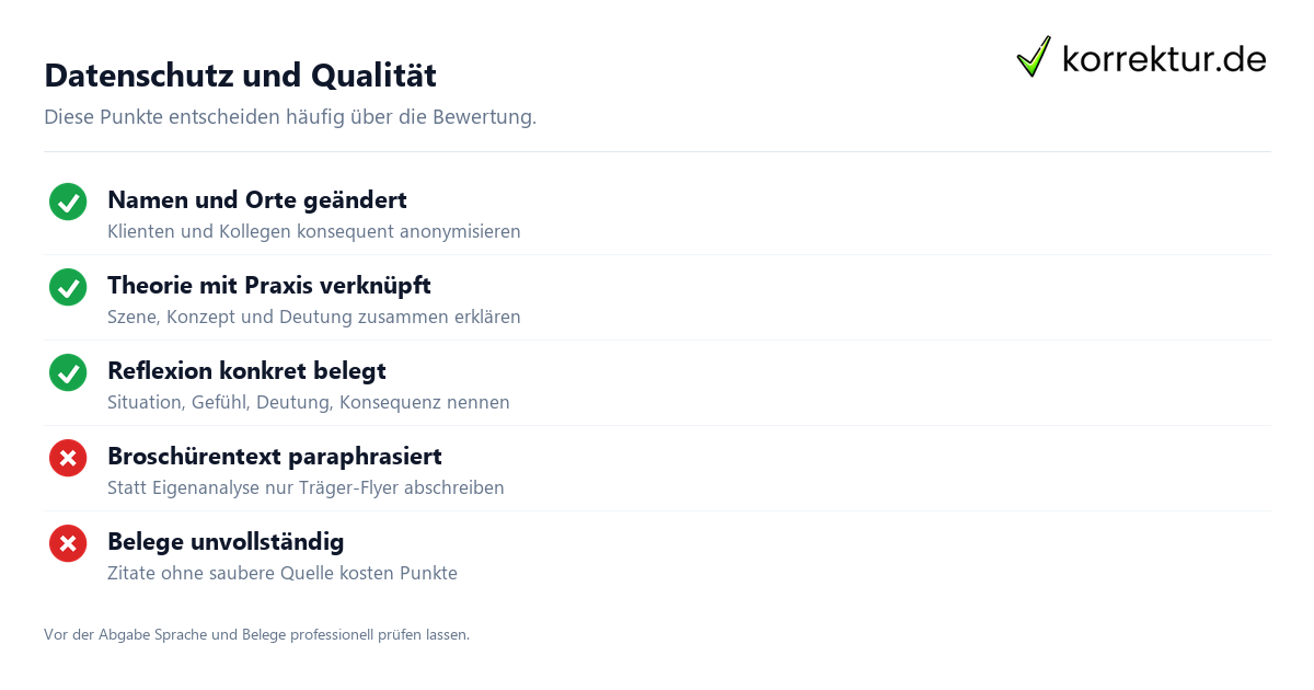 Checkliste Datenschutz und Anonymisierung im Praxisbericht Soziale Arbeit