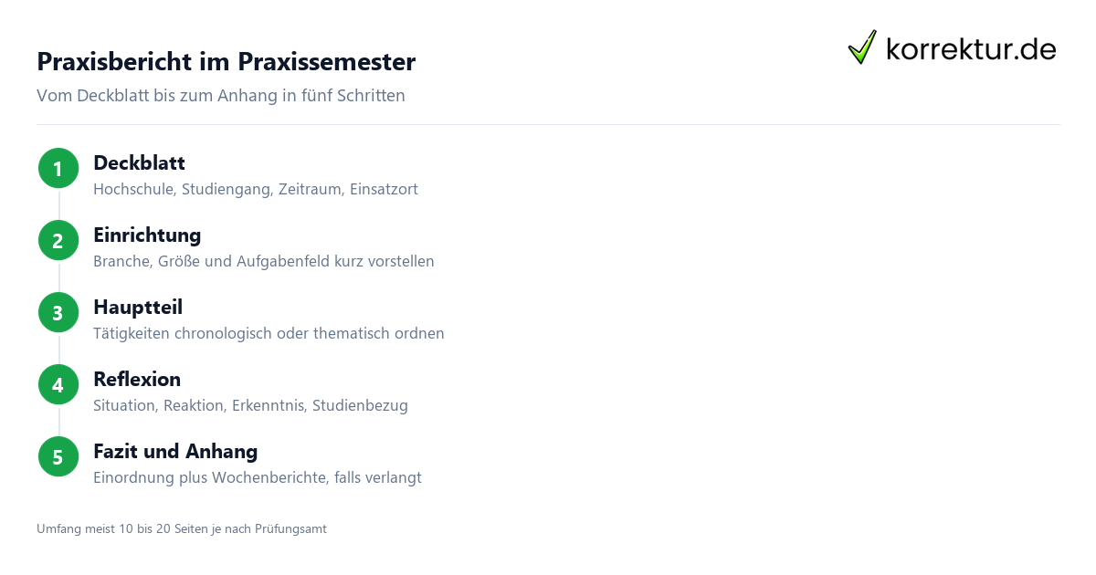 Praxissemester Praxisbericht Aufbau in fünf Schritten