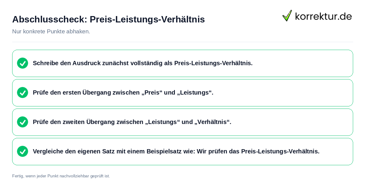 Abschlusscheck: Preis-Leistungs-Verhältnis Konkreter Abschlusscheck zu Preis-Leistungs-Verhältnis