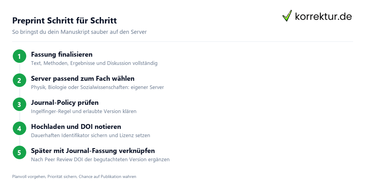 Preprint veröffentlichen: Ablauf in fünf Schritten