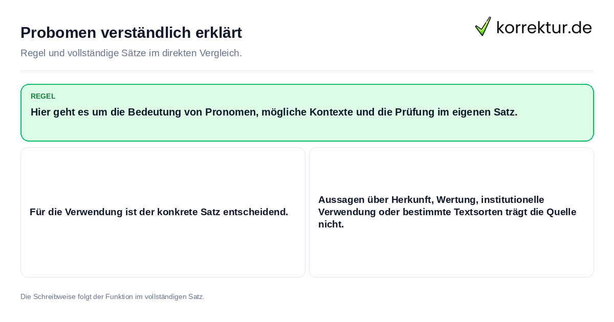 Konkrete Regel und vollständige Beispielsätze zu Probomen verständlich erklärt