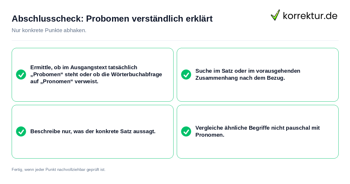 Konkreter Abschlusscheck zu Probomen verständlich erklärt