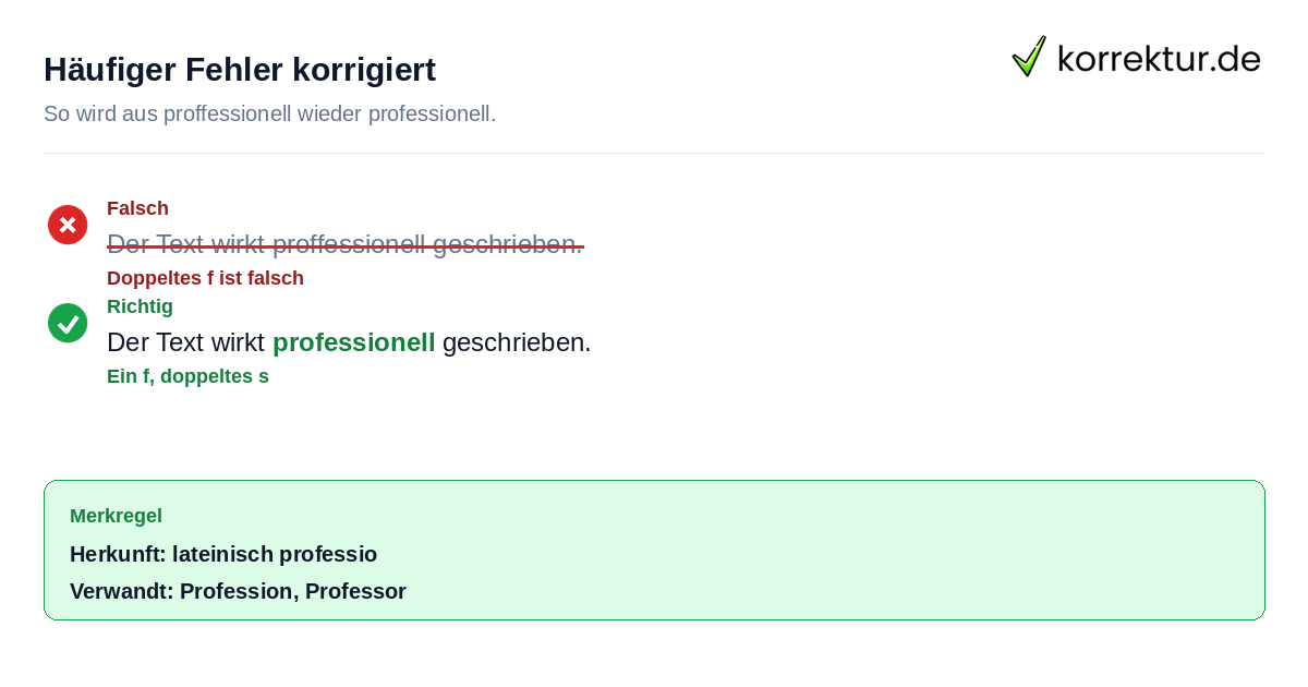 Häufiger Fehler korrigiert Rotstift Korrektur professionell statt proffessionell