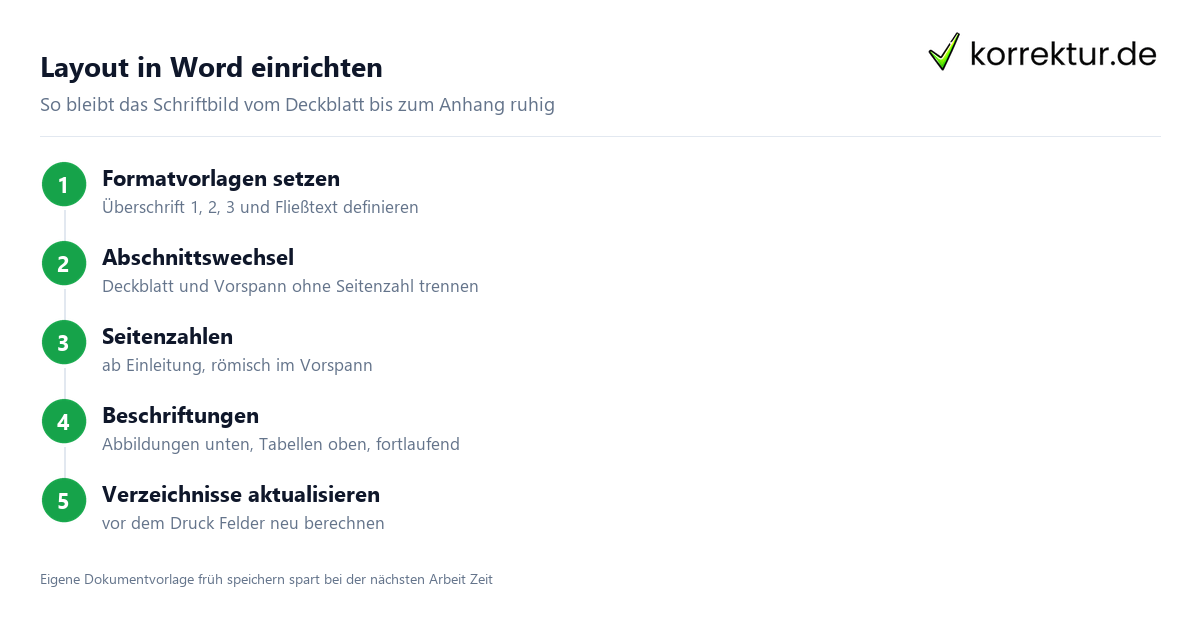 Layout in Word einrichten Projektarbeit formatieren Schritte in Word einrichten
