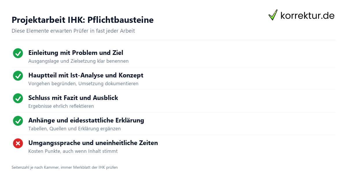 Projektarbeit IHK Aufbau und Formalia Checkliste