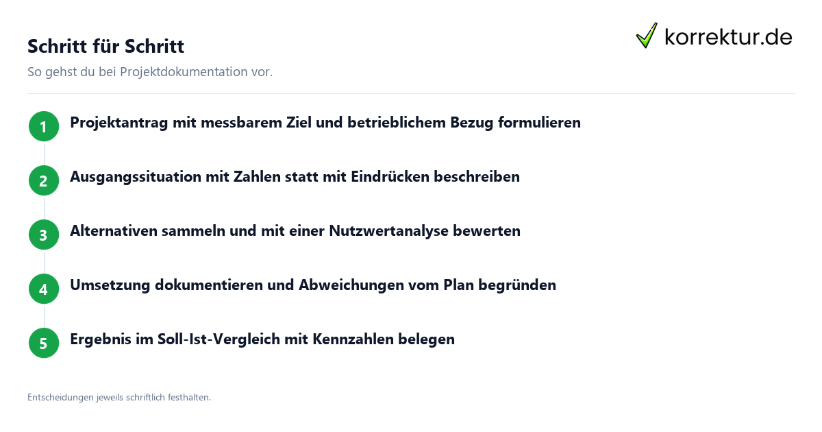 Schritt für Schritt Projektdokumentation für Industriekaufleute erstellen: Ablauf in fünf Schritten