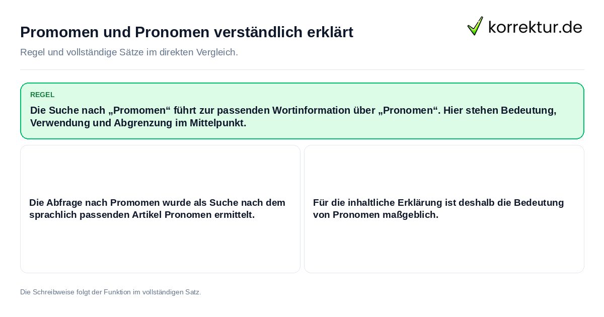 Konkrete Regel und vollständige Beispielsätze zu Promomen und Pronomen verständlich erklärt