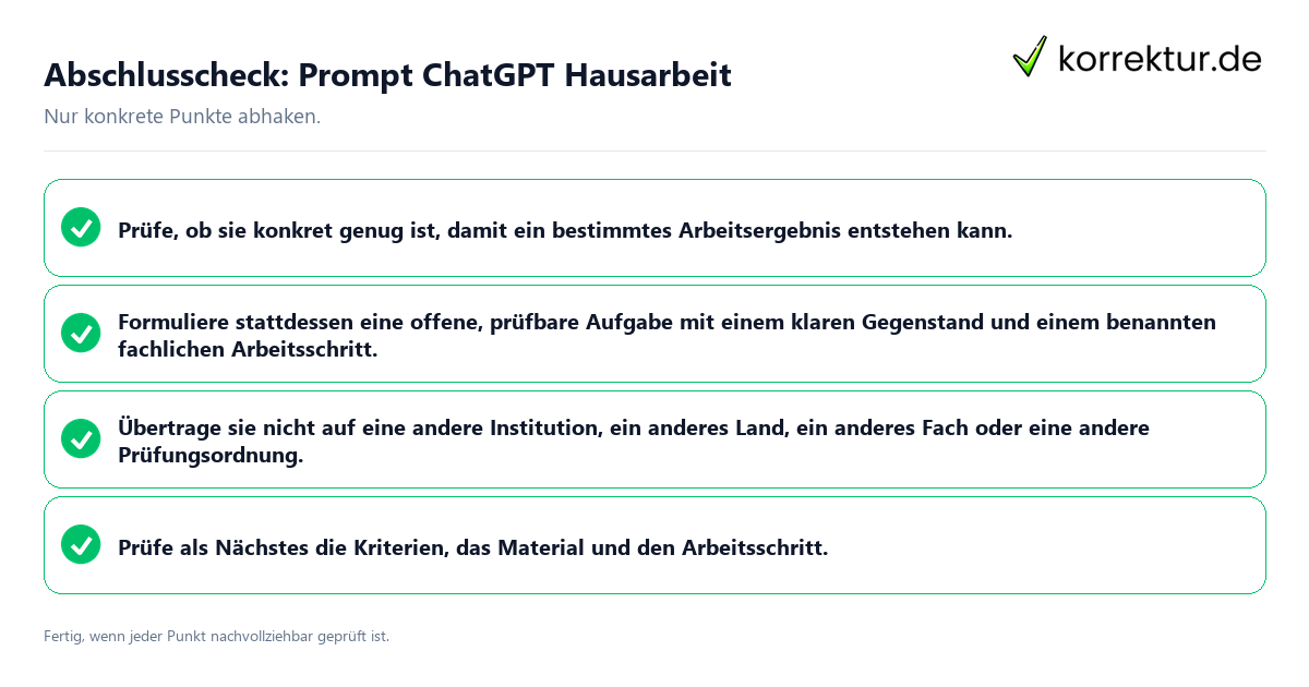 Konkreter Abschlusscheck zu Prompt ChatGPT Hausarbeit