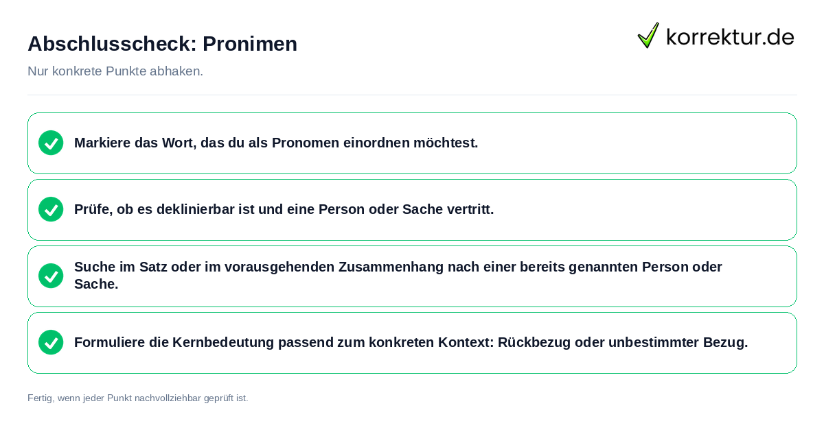 Konkreter Abschlusscheck zu Pronimen