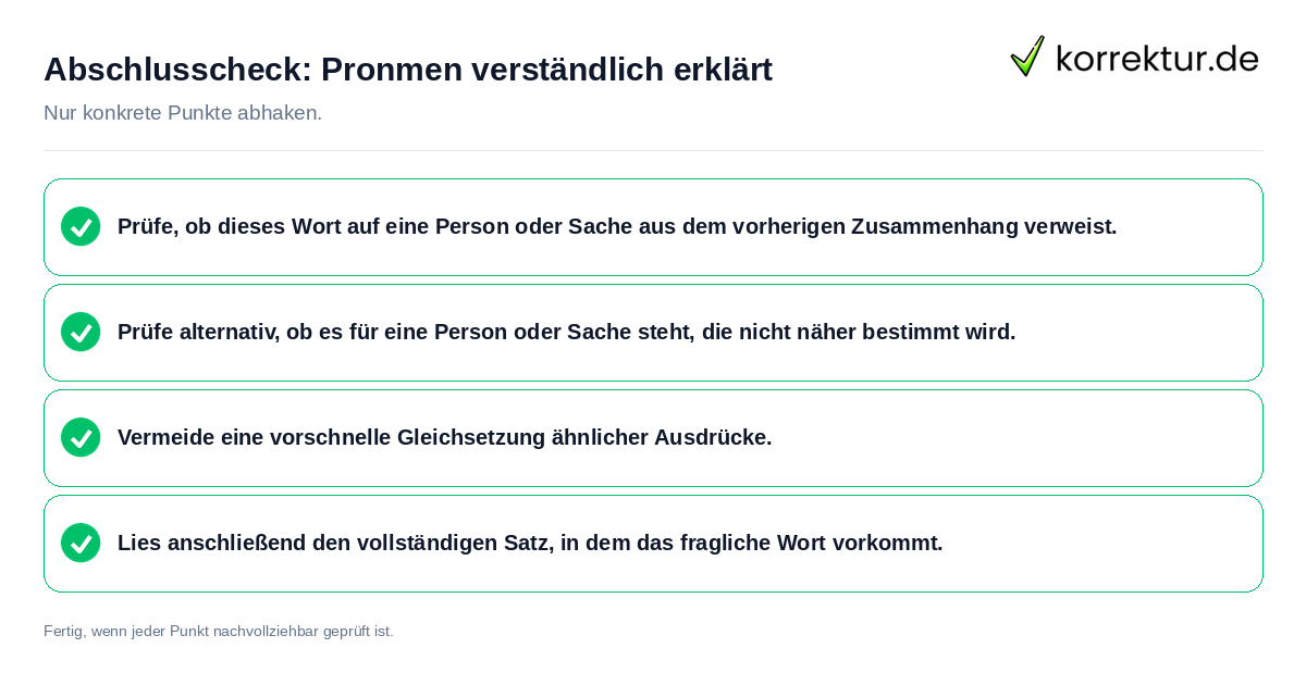Konkreter Abschlusscheck zu Pronmen verständlich erklärt