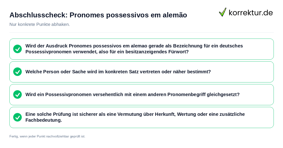 Konkreter Abschlusscheck zu Pronomes possessivos em alemão