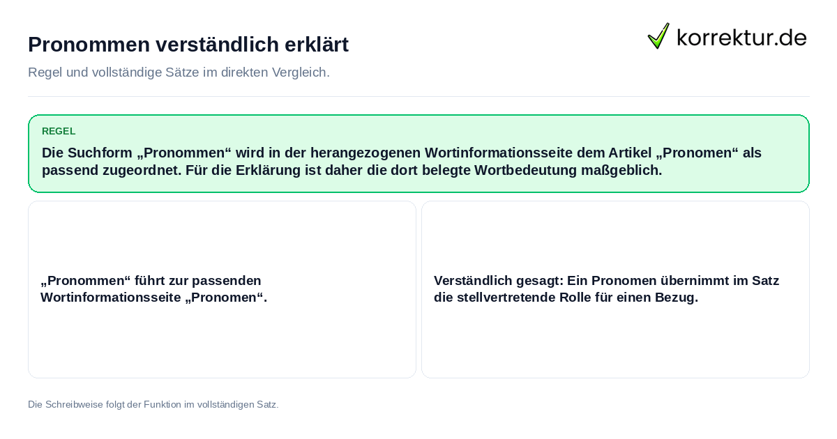 Pronommen verständlich erklärt Konkrete Regel und vollständige Beispielsätze zu Pronommen verständlich erklärt