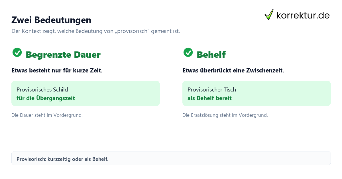Was bedeutet „provisorisch“? Die zwei Bedeutungsrichtungen im Vergleich