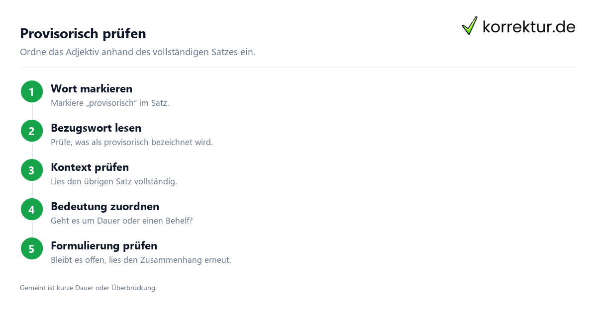 Was bedeutet „provisorisch“? Bedeutung im Satz prüfen