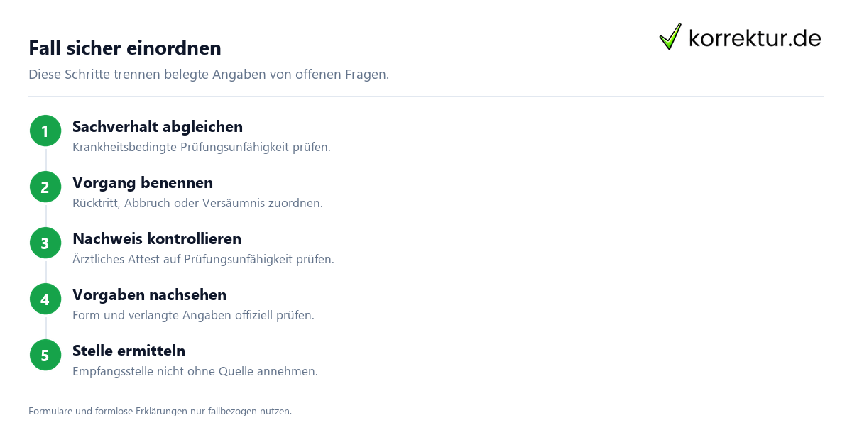 Prüfungsabmeldung und Rücktritt sicher einordnen: Vorgehen