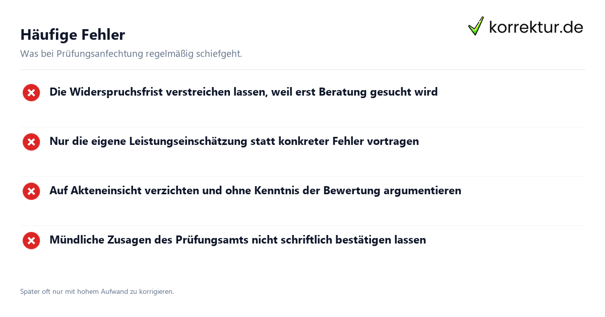 Häufige Fehler Prüfungsanfechtung im Studium richtig einleiten: häufige Fehler