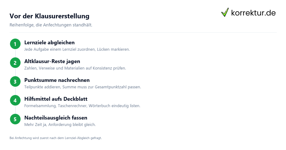 Vor der Klausurerstellung Prüfungsaufgaben formulieren für Klausur und Modulprüfung: Ablauf vor Abgabe