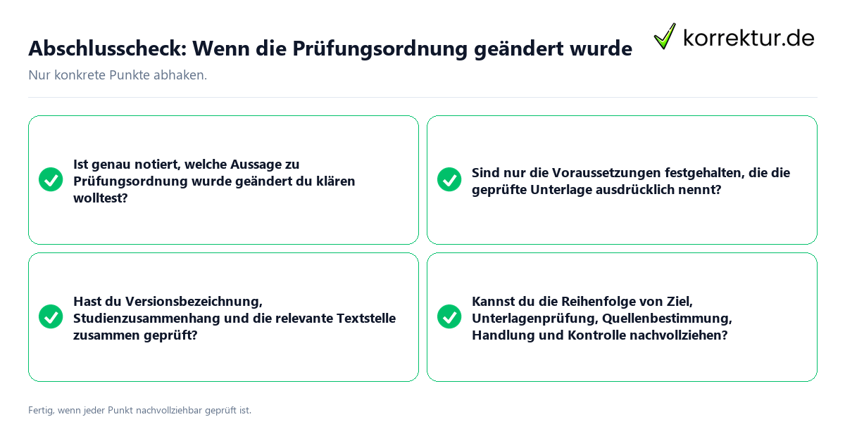 Abschlusscheck: Wenn die Prüfungsordnung geändert wurde Konkreter Abschlusscheck zu Wenn die Prüfungsordnung geändert wurde
