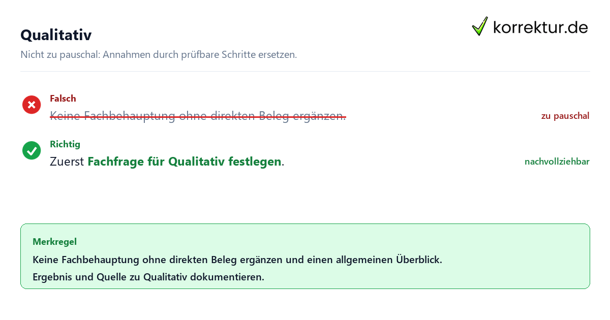 Ungeeignete und belastbare Vorgehensweise bei Qualitativ
