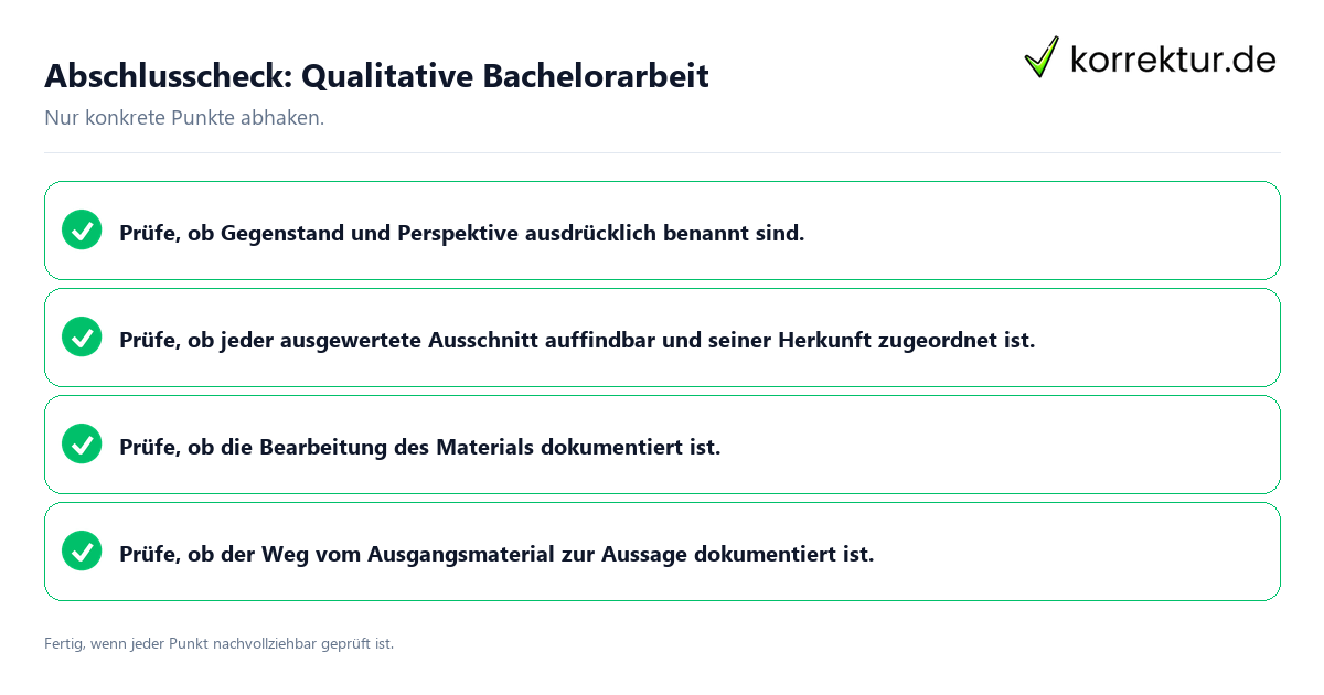 Konkreter Abschlusscheck zu Qualitative Bachelorarbeit