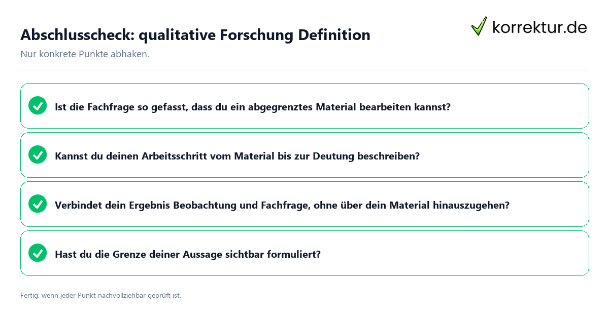 Konkreter Abschlusscheck zu qualitative Forschung Definition