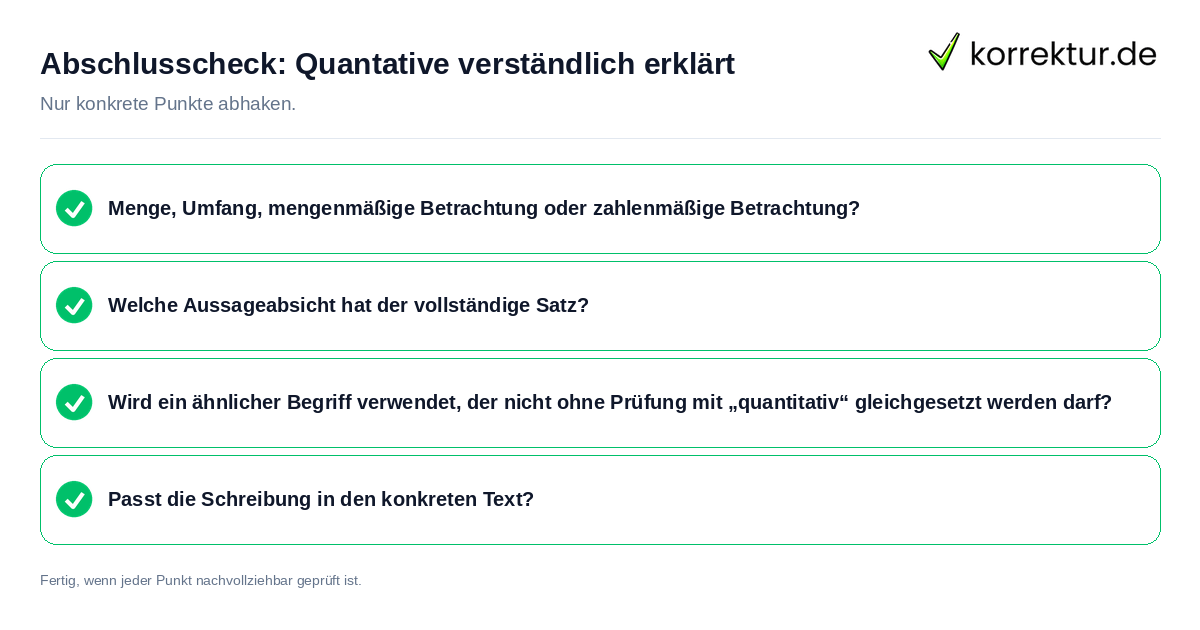 Konkreter Abschlusscheck zu Quantative verständlich erklärt