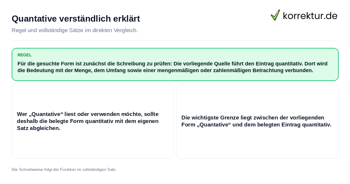 Konkrete Regel und vollständige Beispielsätze zu Quantative verständlich erklärt