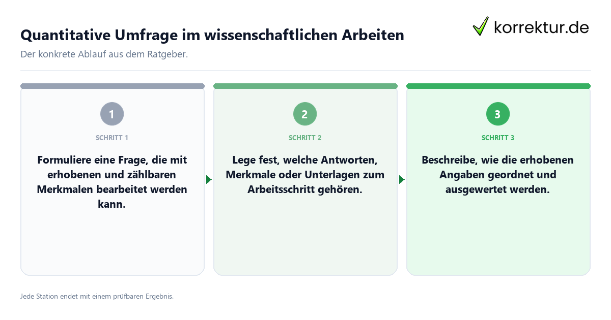 Konkrete Schritte zu Quantitative Umfrage im wissenschaftlichen Arbeiten