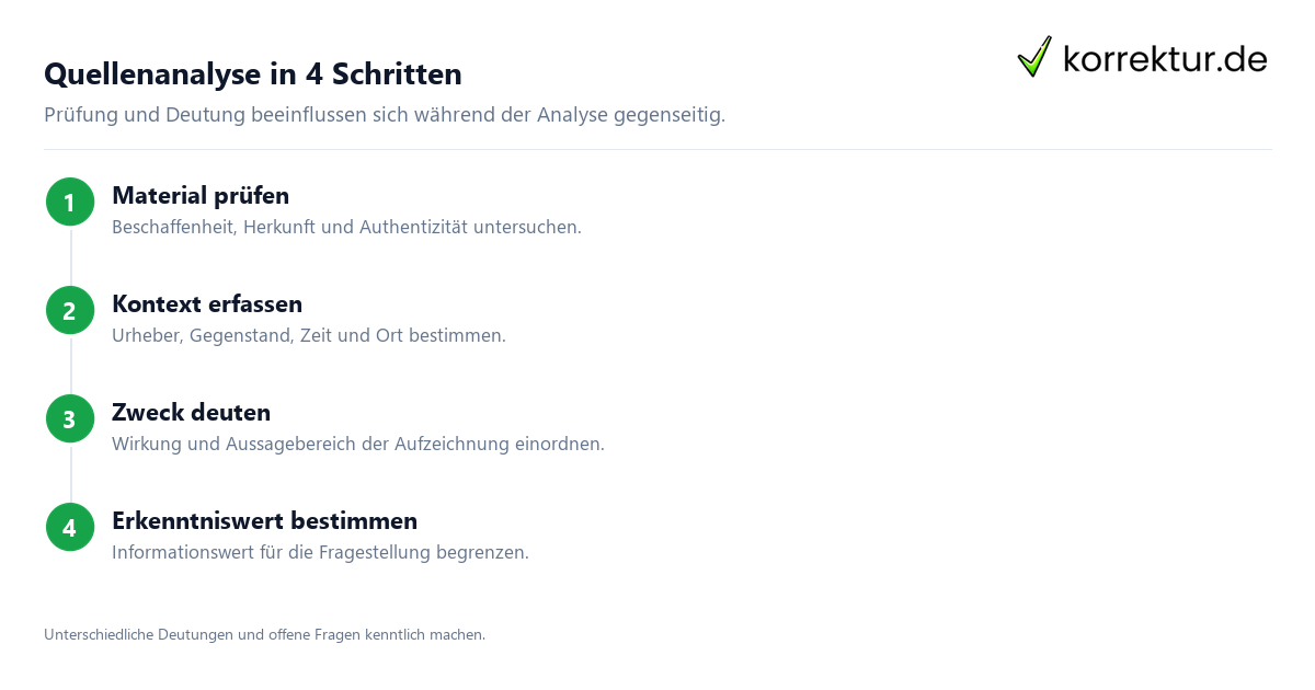 Quellenanalyse in 4 Schritten Quellenanalyse im historischen Arbeiten verstehen: Quellenkritik und Quelleninterpretation