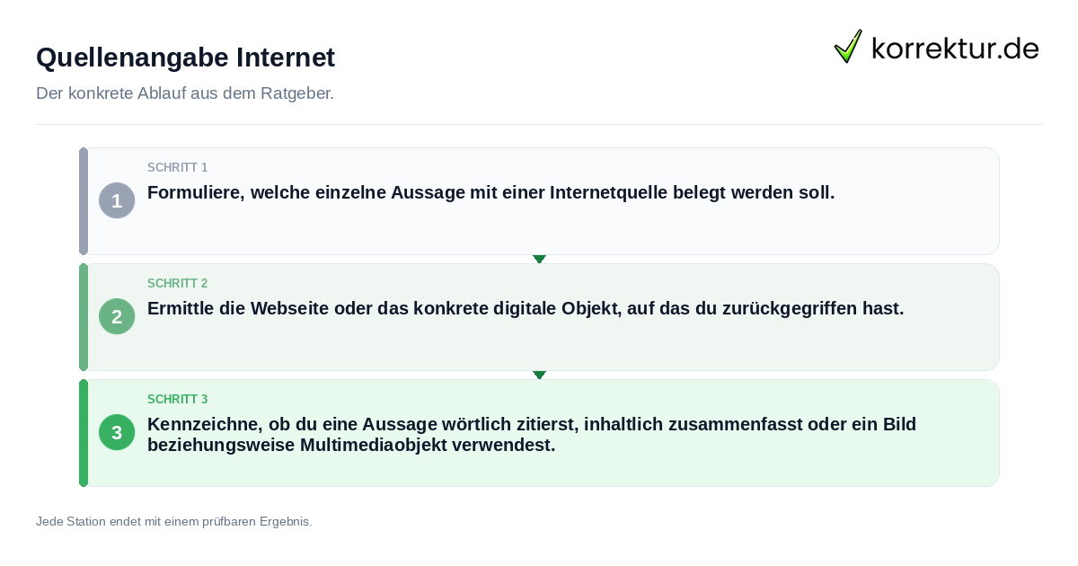 Konkrete Schritte zu Quellenangabe Internet