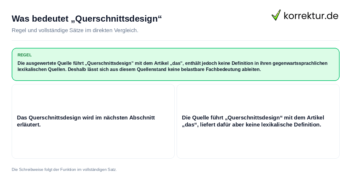Konkrete Regel und vollständige Beispielsätze zu Was bedeutet „Querschnittsdesign“