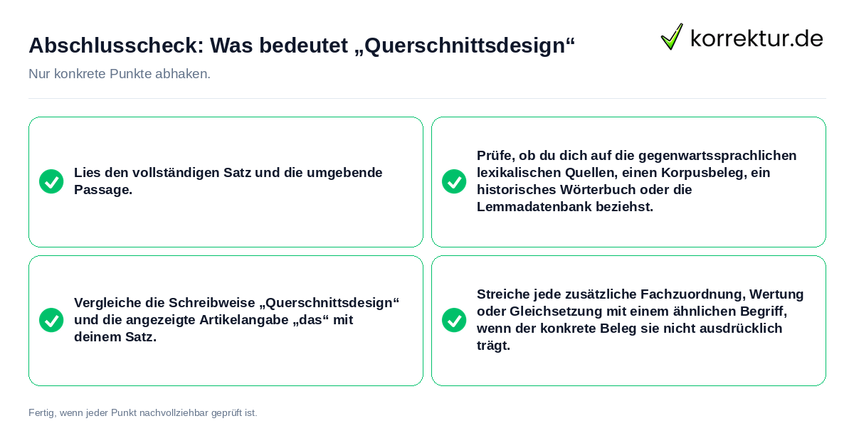 Konkreter Abschlusscheck zu Was bedeutet „Querschnittsdesign“