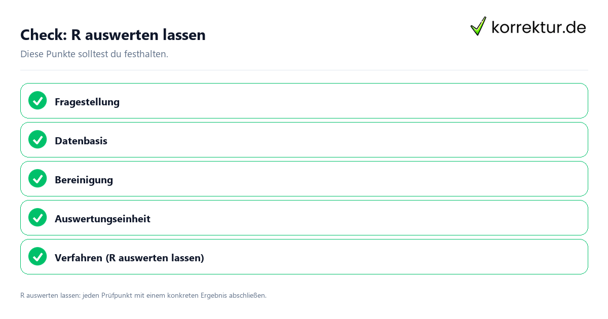 R auswerten lassen mit einer themenspezifischen Checkliste