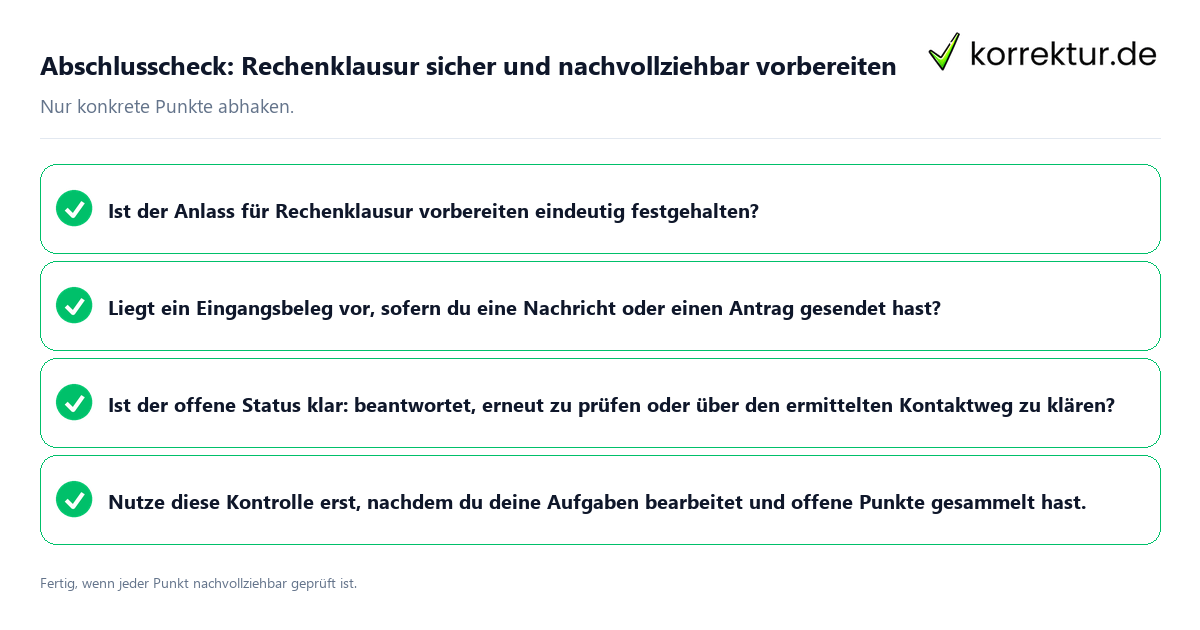Abschlusscheck: Rechenklausur sicher und nachvollziehbar vorbereiten Konkreter Abschlusscheck zu Rechenklausur sicher und nachvollziehbar vorbereiten