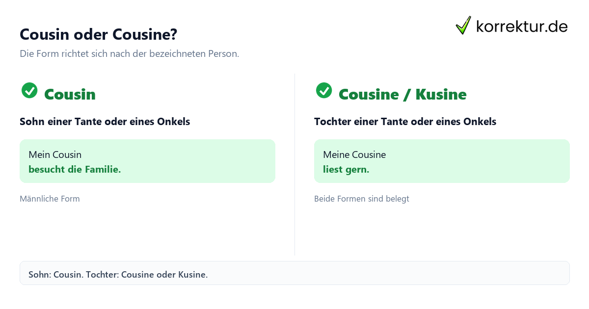 Cousin und Cousine richtig schreiben: männliche und weibliche Form