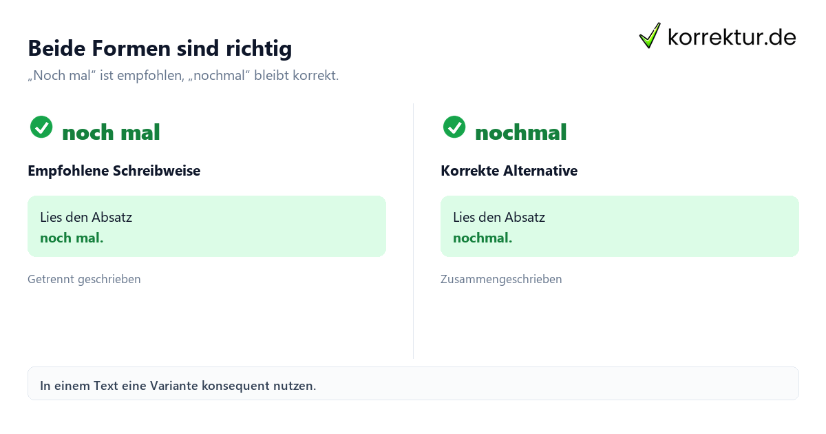 Noch mal oder nochmal: Was ist richtig? Beide Schreibweisen im Vergleich