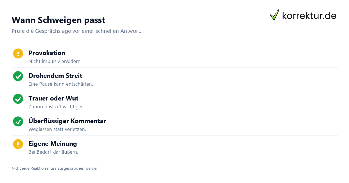 Was bedeutet „Reden ist Silber, Schweigen ist Gold“? Gesprächslagen erkennen