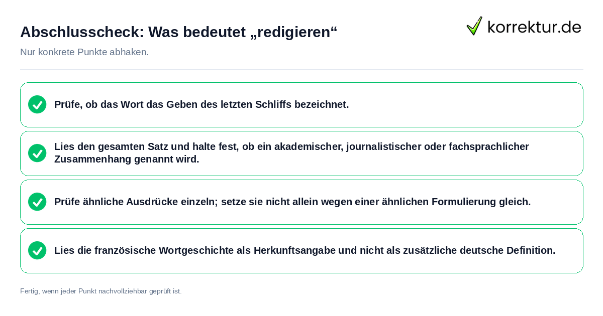 Abschlusscheck: Was bedeutet „redigieren“ Konkreter Abschlusscheck zu Was bedeutet „redigieren“