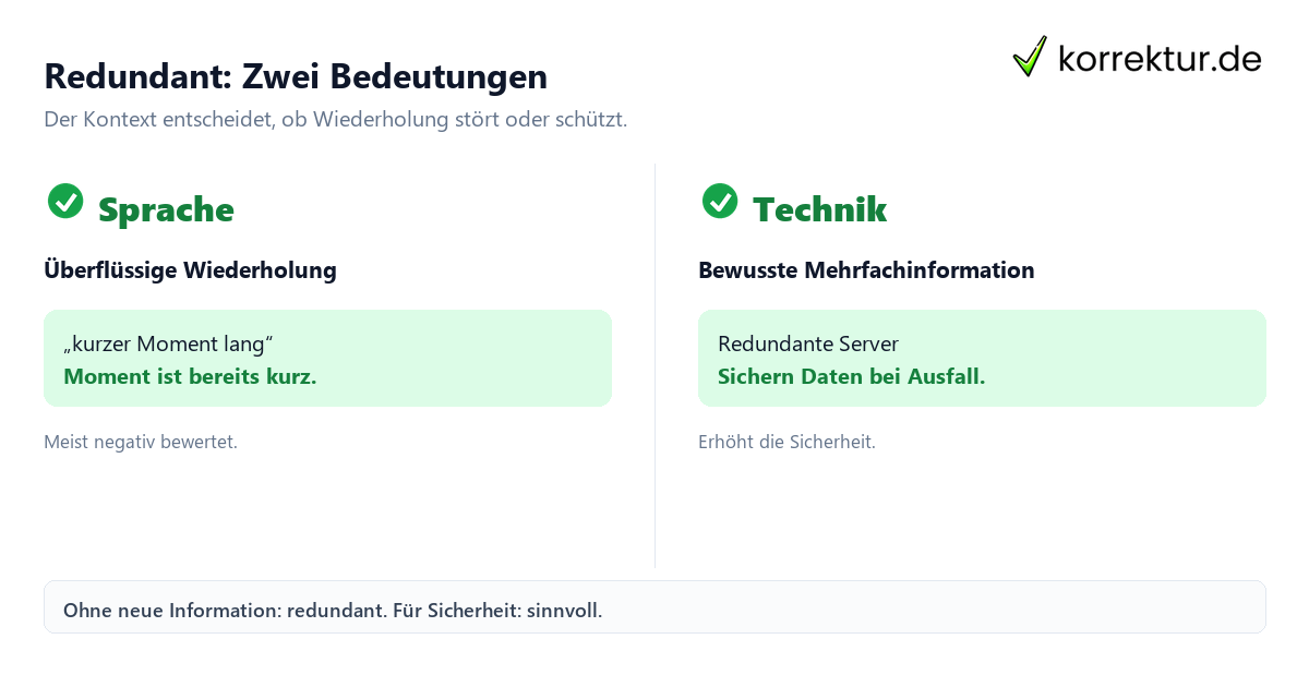 Redundant Bedeutung im sprachlichen und technischen Kontext