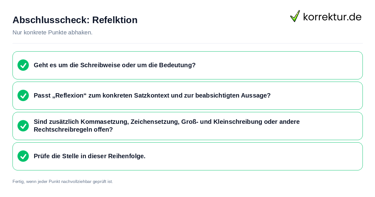 Konkreter Abschlusscheck zu Refelktion