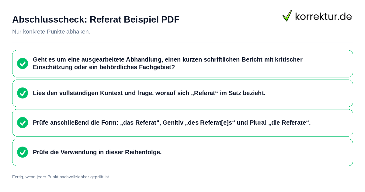 Abschlusscheck: Referat Beispiel PDF Konkreter Abschlusscheck zu Referat Beispiel PDF