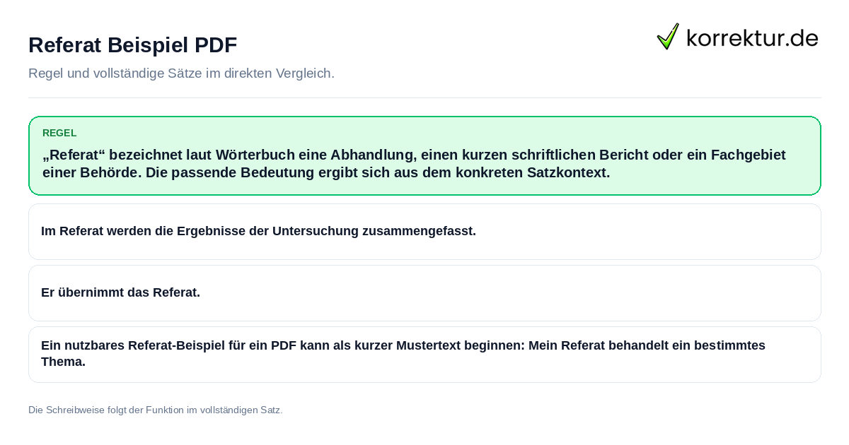 Referat Beispiel PDF Konkrete Regel und vollständige Beispielsätze zu Referat Beispiel PDF