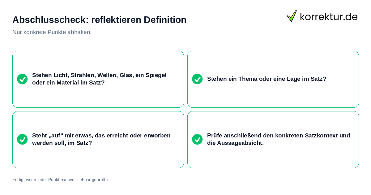 Konkreter Abschlusscheck zu reflektieren Definition