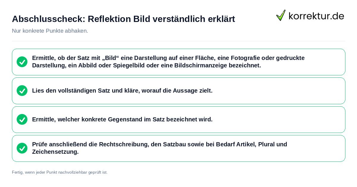 Konkreter Abschlusscheck zu Reflektion Bild verständlich erklärt