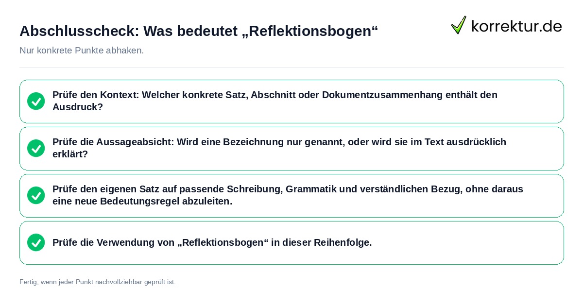 Abschlusscheck: Was bedeutet „Reflektionsbogen“ Konkreter Abschlusscheck zu Was bedeutet „Reflektionsbogen“