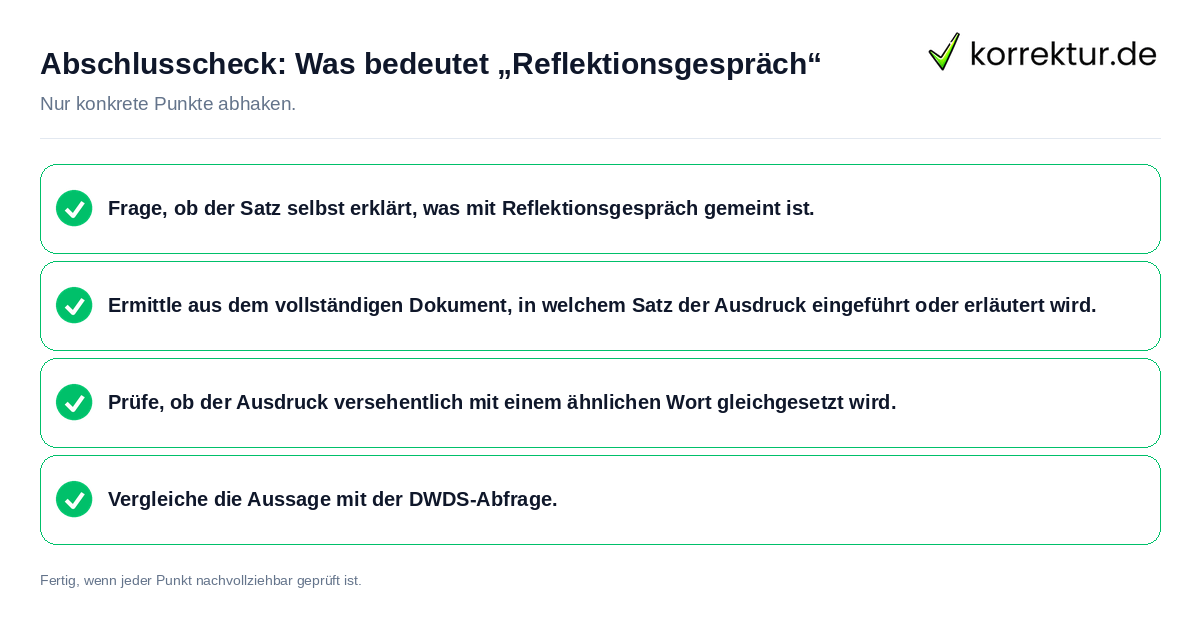 Konkreter Abschlusscheck zu Was bedeutet „Reflektionsgespräch“