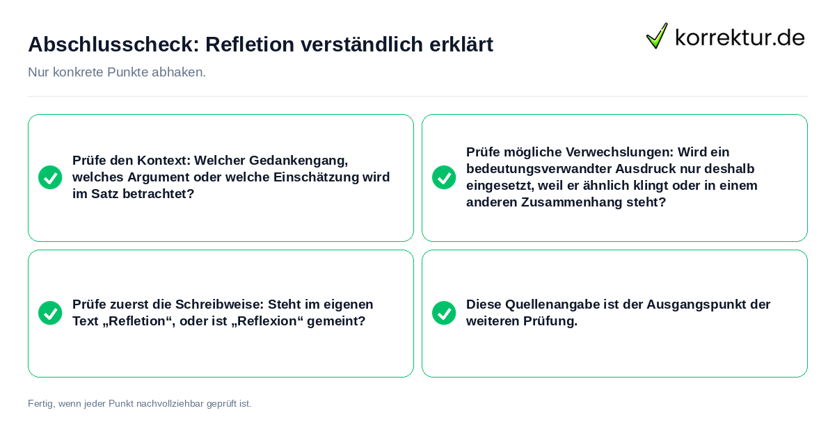 Konkreter Abschlusscheck zu Refletion verständlich erklärt
